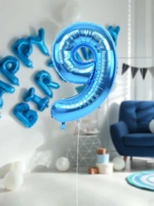 1 quả bóng số trang trí màu trơn - Màu xanh lam - Xem 10