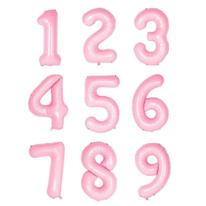 裝飾數字氣球 1 件粉紅色適合生日派對,32 英寸大氣球週年紀念裝飾品