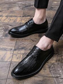Giày Oxford nam có dây buộc phía trước, Giày công sở màu đen - màu đen - Xem 2