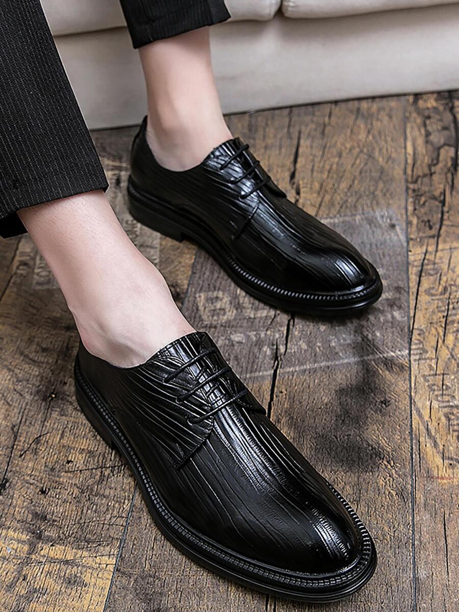 Giày Oxford nam có dây buộc phía trước, Giày công sở màu đen - màu đen - Xem 1