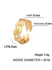 1 nhẫn thiết kế hình cá Punk dành cho nữ để trang trí hàng ngày - Vàng - Xem 3