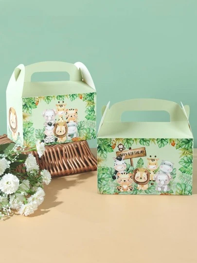 4pcs Jungle Animal Gift Boxes, Suitable For Birthday, Holiday Party, Gift Packaging, Back To School Season, Valentine's Day And Other Occasions