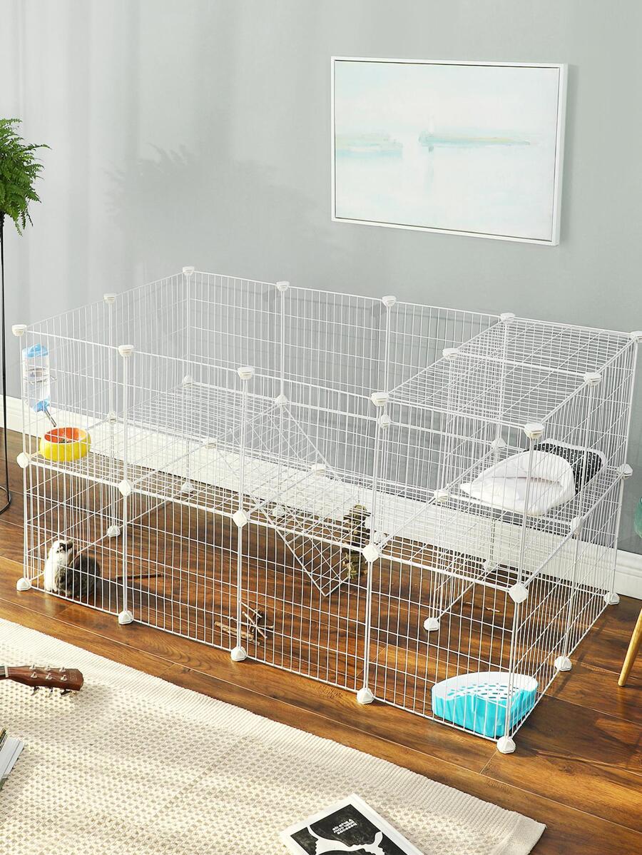 SONGMICS Pet Playpen, Small Animal Playpen, TwoStory Pet Premium Villa