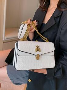 Bolsa de corrente Feminina de Luxo com padrão de Crocodilo Fashion para festas, Bolsa de Ombro Crossbody Versátil de Alta Qualidade