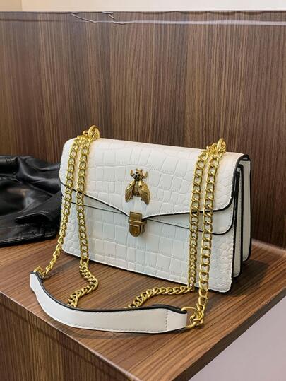 Fashionable Crocodile Patterned Luxurious Women's Party Model Chain Bag, Versatile High-End Shoulder Crossbody Bag