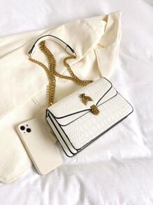 Bolsa de corrente Feminina de Luxo com padrão de Crocodilo Fashion para festas, Bolsa de Ombro Crossbody Versátil de Alta Qualidade