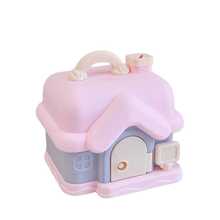 1pc House Shaped Money Box With Lock, Modern Plastic Coin Saving Box For Home - Pink - View 2