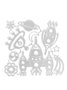 1 Thép Hadfield DIY Khắc Stencil Thủ Công Chết, Tên Lửa Hiện Đại & Thiết Kế Hành Tinh Cắt Chết Cho Gia Đình - Bạc - Xem 2