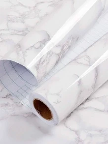 1roll Marble Pattern Wall Paper, Modern PVC Waterproof Wall Adhesive Roll For Home Decoration, Renovation Stickers Peel Wall Panels, Wall Paper, Wallpapers, Spring Decoration Items Refresh Your Home, Rama Decoration Stickers - Black and White - View 1