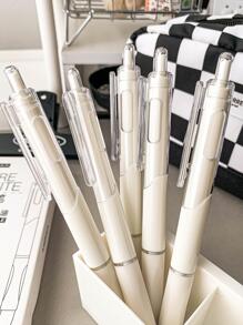 M O K A 5pcs/box St-tip Exam Cheating Pen, Ins Style, High Performance Smooth Writing, Quick Dry 0.5mm Black Ink, 1 Set - White - View 2