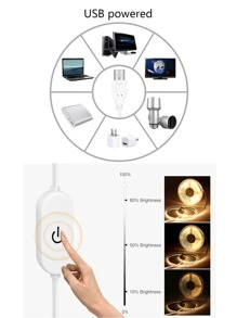 1入組銅質LED燈帶，現代USB LED燈帶，適用於家居裝飾 - 金色 - 查看 3