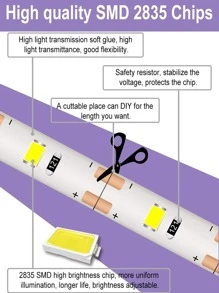 1入組銅質LED燈帶，現代USB LED燈帶，適用於家居裝飾 - 金色 - 查看 2