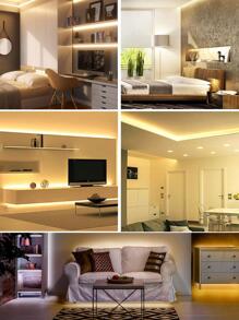 1入組銅質LED燈帶，現代USB LED燈帶，適用於家居裝飾 - 金色 - 查看 5