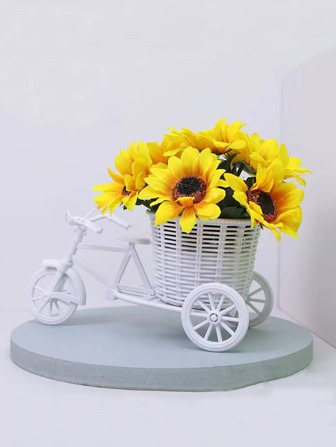 1pc Diy Bicycle & Artificial Flower Set Photography Prop/Home Decoration Best