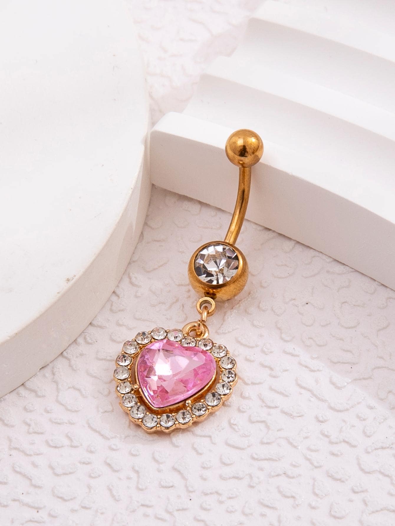 Stainless Steel Plated Color Heart Shaped Belly Button Nails 7-piece Set - Multicolor - View 4