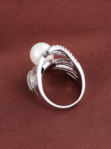 Khối Zirconia  & Đồ trang trí Ngọc Trai giả Nhẫn - Bạc - Xem 3
