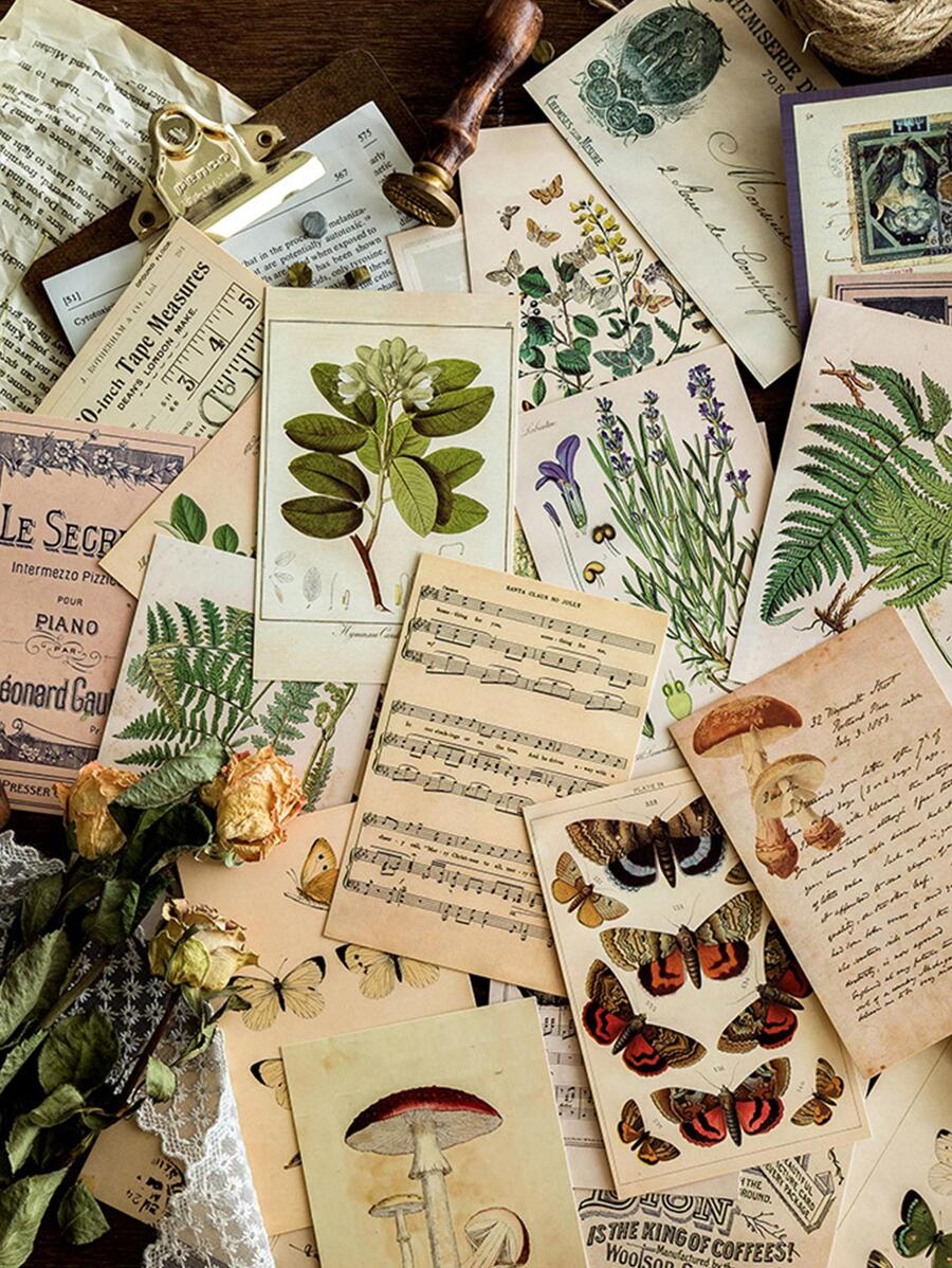 30 Chiếc Thiệp Bướm Vintage Thiệp Chúc Mừng Bưu Thiếp Trang Trí Tường Phòng - Màu vàng - Xem 1