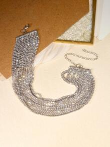 Rhinestone Decor Layered Necklace