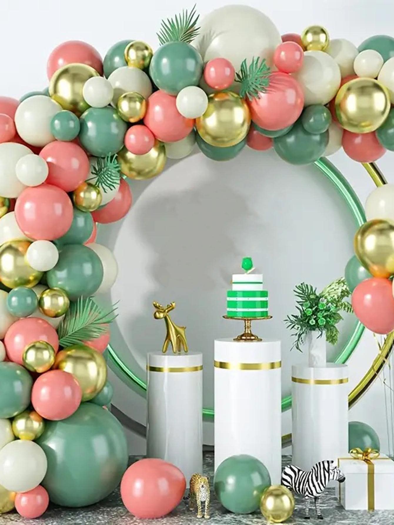 105 Uds. Kit De Guirnaldas De Globos Verdes Estilo Vintage Para Decoración De Fiesta De Cumpleaños Y Boda - Multicolor - Ver 1