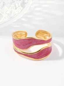 Two Tone Cuff Ring - Burgundy - View 3
