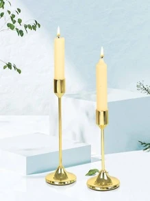 2入組金色蠟燭現代鐵燭台 - 金色 - 查看 3