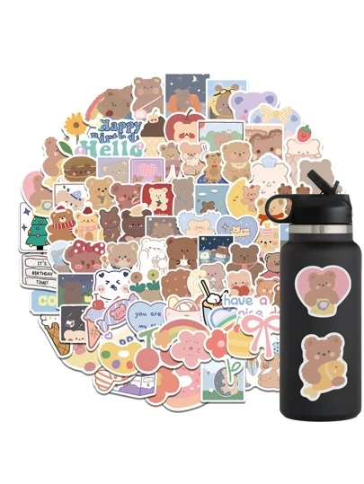 102pcs Cartoon Graphic Sticker, Creative Multi-Purpose Decorative Sticker For Hand Account Decoration Back To School