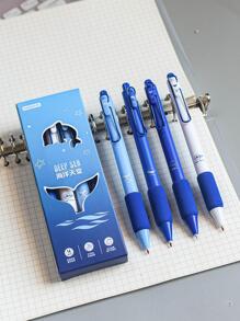 MOKA 4pcs Cá mập Cartoon & Đồ họa Chữ cái Bút Gel , Đơn giản Đa dụng Bút Bi Gel Đối với Học sinh - Màu xanh lam - Xem 6