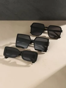 3 副方形鏡框時尚眼鏡，打造時尚復古外觀 - 彩色 - 查看 2