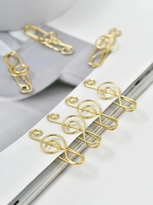 5入組音符形狀紙可愛多用途回形針適用於學校學生 - 金色 - 查看 4