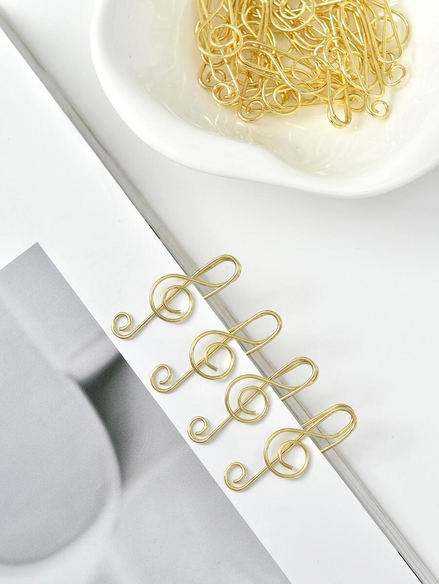 5入組音符形狀紙可愛多用途回形針適用於學校學生 - 金色 - 查看 1