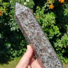 1pc Large Yooperlite Stone Tower Point, Natural Yooperlite Obelisk UV Reactive Gemstone Crystal - Grey - View 1