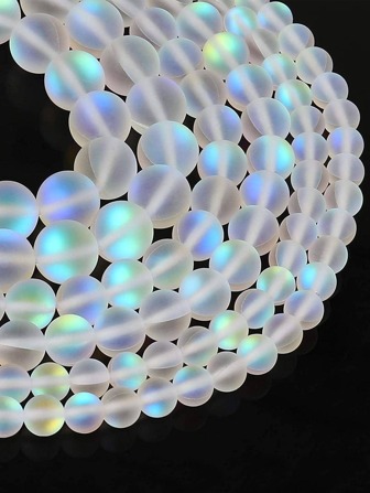 White Mystic Aura Quartz Gemstone Frosted Matte Titanium Round Loose Spacer Beads 15 inch Full Strand Crystal Healing Power Quartz