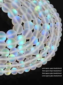 Trắng Huyền Bí Hào Quang Thạch Anh Đá Quý Mờ Titan Tròn Rời Không Gian Siêu Tốc Hạt 15 Inch Full Sợi Pha Lê Chữa Bệnh Thạch Anh - trắng - Xem 2