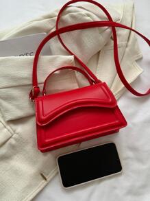 Bolsa cuadrada minimalista con solapa rojo neón miedoso - Rojo - Ver 7