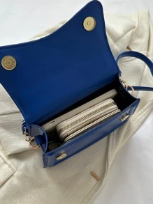Minimalist Flap Square Bag Top Handle Blue - Blue - View 7