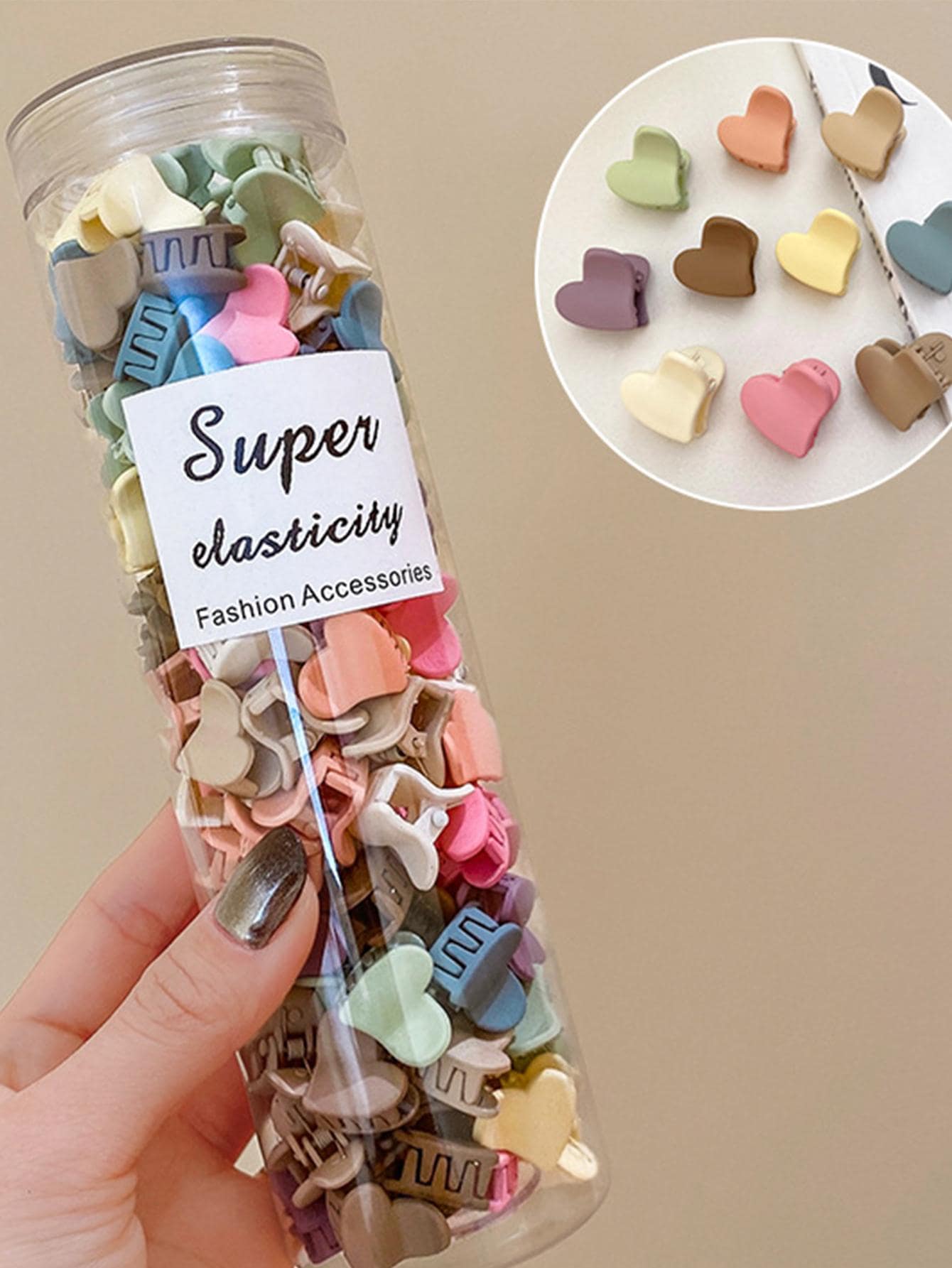 50入組女士愛心設計時尚髮爪適用於頭髮裝飾用品 - 彩色 - 查看 1