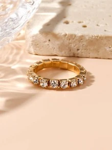 1入組水鑽彈力戒指 - 金黃色 - 查看 3