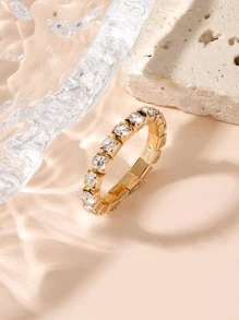 1入組水鑽彈力戒指 - 金黃色 - 查看 1