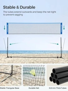 SONGMICS Badminton Net Set, Portable Sports Set For Badminton, Tennis, Pickleball, Easy Setup, Nylon Net With Poles, For Indoor Outdoor Court - Blue - View 6