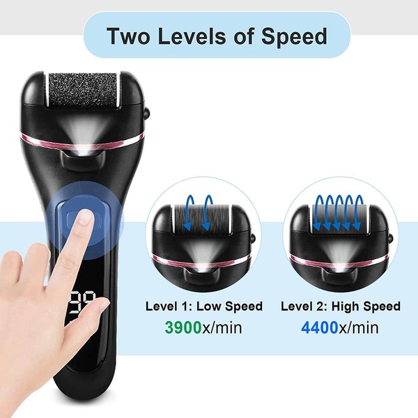 BOMPOW Electric Foot File with 3 Roller Heads and Pedicure Tool Set for Dry Dead and Cracked