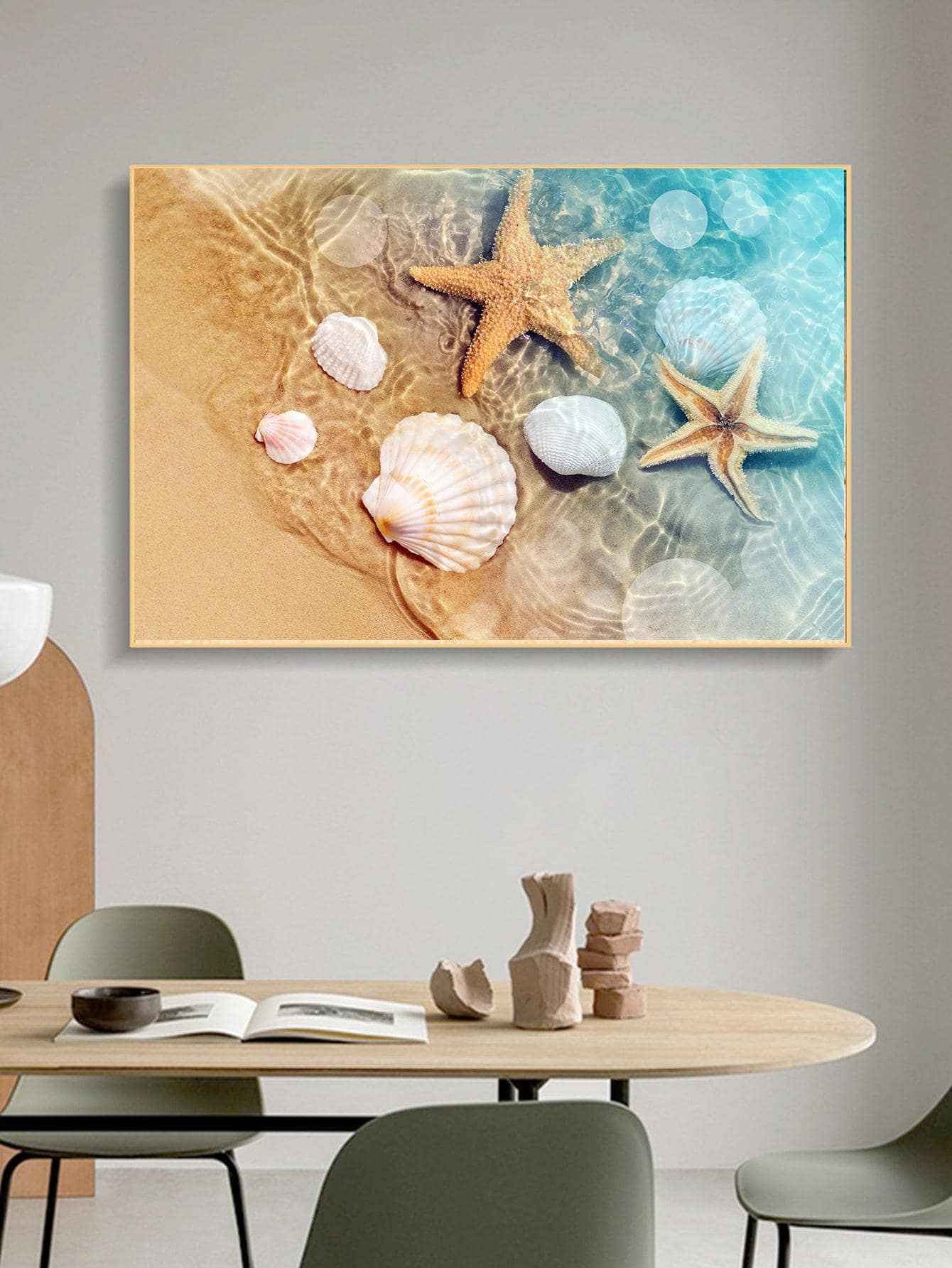 1入組貝殼和海星圖案無框現代化學纖維家庭裝飾牆壁藝術繪畫 - 彩色 - 查看 1