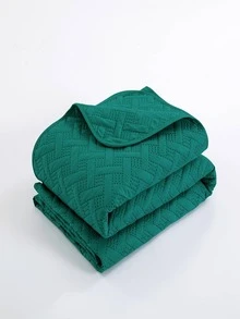 Solid Color Quilted Bedspread - Dark Green - View 2
