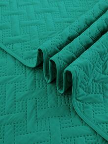 Solid Color Quilted Bedspread - Dark Green - View 4