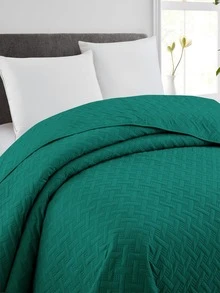 Solid Color Quilted Bedspread - Dark Green - View 6