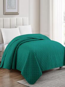 Solid Color Quilted Bedspread - Dark Green - View 5