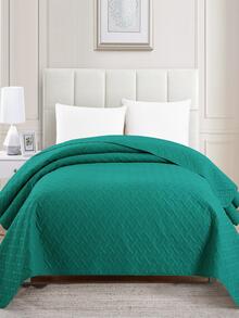 Solid Color Quilted Bedspread - Dark Green - View 1