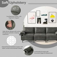 Costway Modern Modular Fabric 3-Seat Sofa Couch w/ Socket USB Ports & Metal Legs - 灰色 - 查看 8