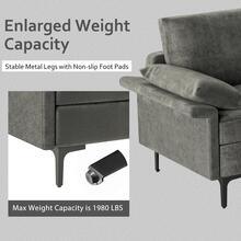 Costway Modern Modular Fabric 3-Seat Sofa Couch w/ Socket USB Ports & Metal Legs - 灰色 - 查看 7