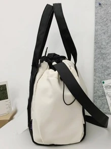 Large Capacity Women's Shoulder Bag Handbag Black And White Contrast Star Printed Nylon Waterproof Fabric Daily Commuter Bag Star Print Women Bag Large Capacity, Lightweight, Portable, Laptop Compartment, Suitable For Teen Girls Women College Students, Perfect For Back To School, College, Middle School, High School, Literary School Bag & Bookbag For Women Or Students, Perfect For Books, Shopping, Back To School And More