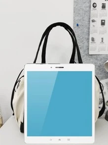 Large Capacity Women's Shoulder Bag Handbag Black And White Contrast Star Printed Nylon Waterproof Fabric Daily Commuter Bag Star Print Women Bag Large Capacity, Lightweight, Portable, Laptop Compartment, Suitable For Teen Girls Women College Students, Perfect For Back To School, College, Middle School, High School, Literary School Bag & Bookbag For Women Or Students, Perfect For Books, Shopping, Back To School And More